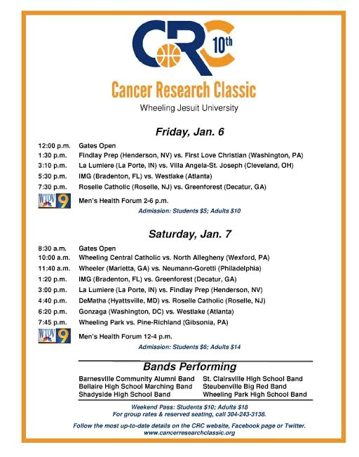 Cancer Research Classic Jan. 6th & 7th in Wheeling, WV #CRCHoops